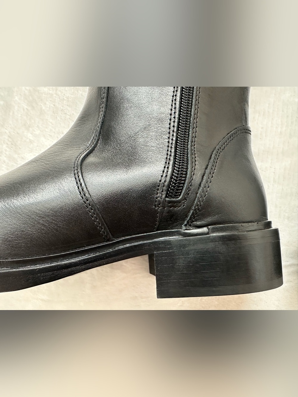 Anthropologie Tall Black Genuine Leather Ridding Boots Full Zip EU 39 Wide Calf - Picture 16 of 16